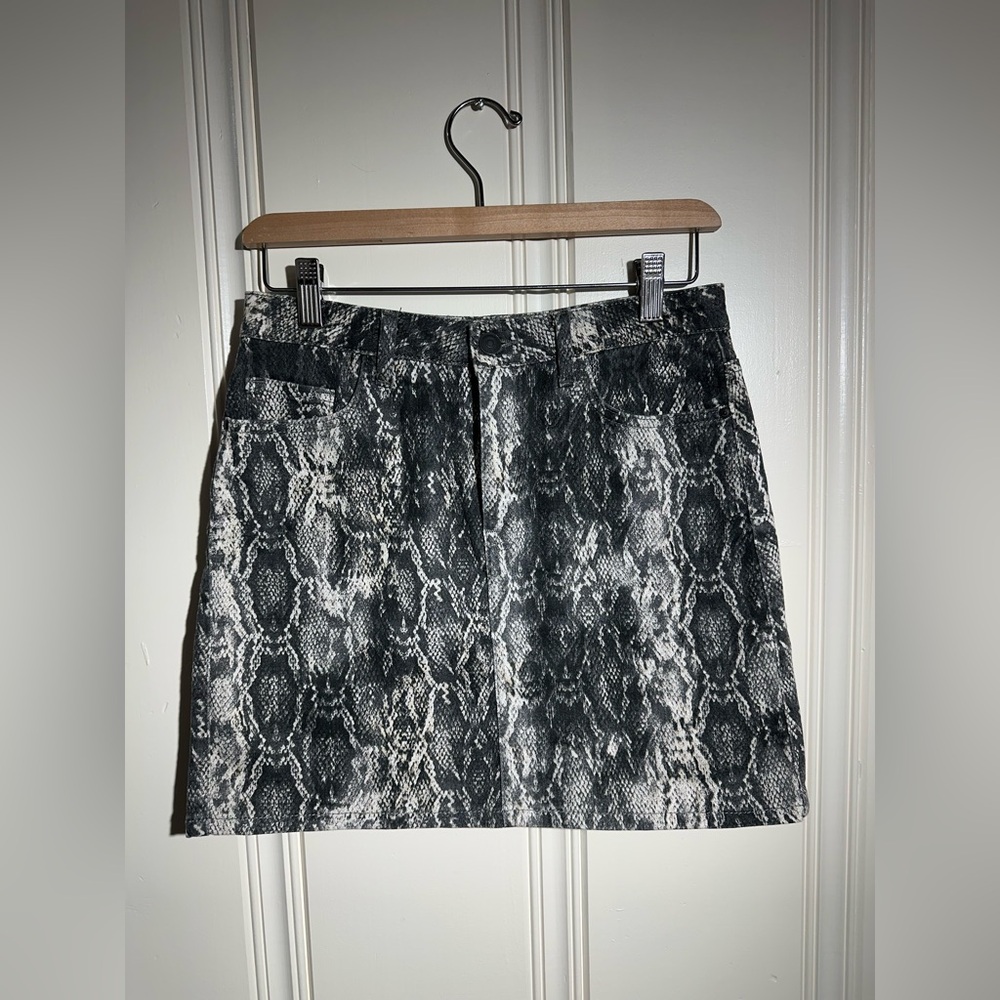 Zara Snake Skin Print Denim Mini Skirt Size Small